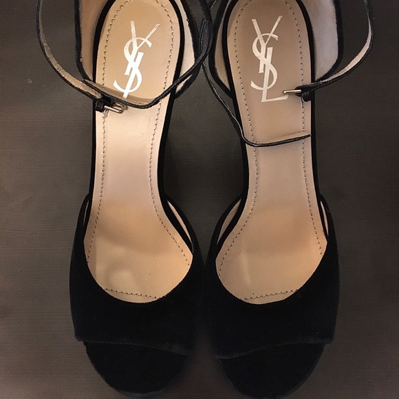 YSL black - velvet platform sandals - size 40 - Picture 2 of 5